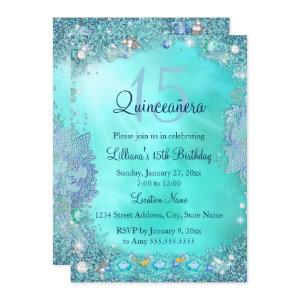 Quinceanera Teal Blue Ocean Jewel Birthday Party