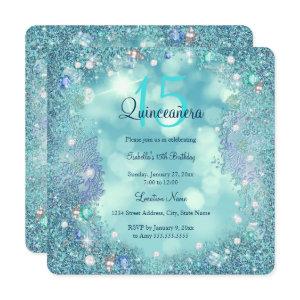 Quinceanera Teal Blue Pearls Ocean Sky Birthday