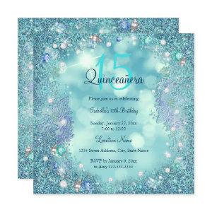 Quinceanera Teal Blue Pearls Ocean Sky Birthday