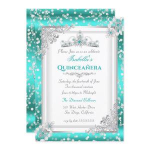 Quinceanera Teal Blue Silver Snowflake Tiara