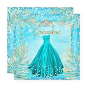 Quinceanera Teal Blue Tiara Dress Birthday Party