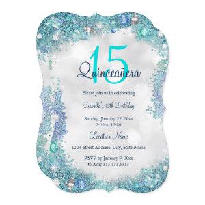 Quinceanera Teal Blue White Ocean Sky Birthday