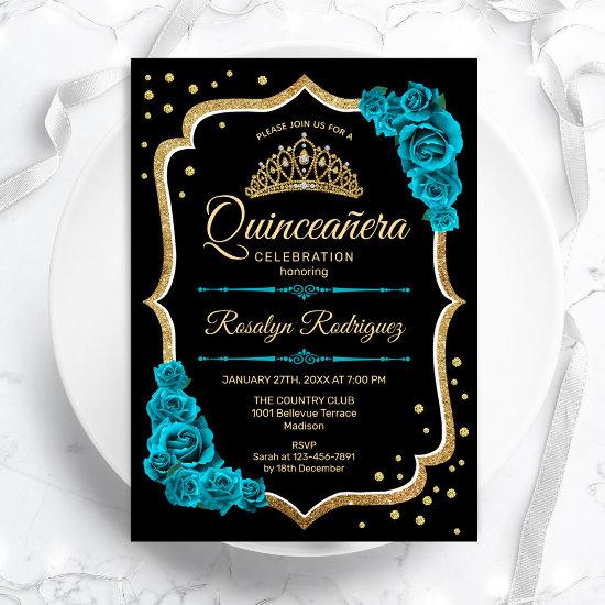 Quinceanera - Teal Gold Black