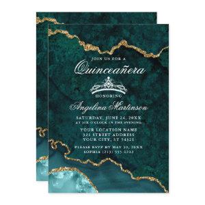 Quinceanera Teal Gold Marble Agate Geode
