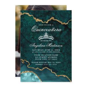 Quinceanera Teal Gold Marble Agate Geode Photo