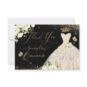 Quinceanera Thank You Champagne Gold Glitter Gown