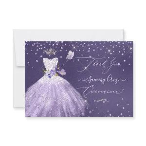 Quinceanera Thank You Dusty Purple Glitter Gown