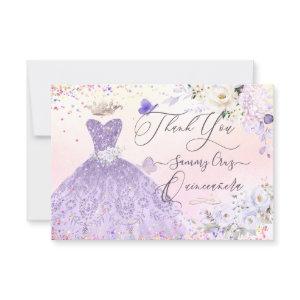 Quinceanera Thank You Dusty Purple Glitter Gown