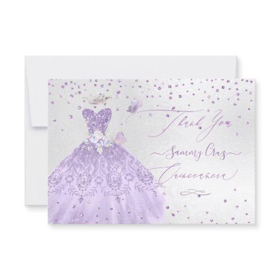 Quinceanera Thank You Dusty Purple Glitter Gown