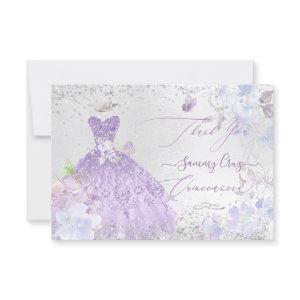Quinceanera Thank You Dusty Purple Glitter Gown