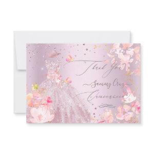 Quinceanera Thank You Dusty Rose Glitter Gown