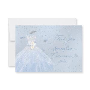 Quinceanera Thank You Glitter Silver Baby Blue Inv
