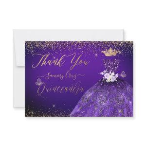 Quinceanera Thank You Purple Glitter Gown
