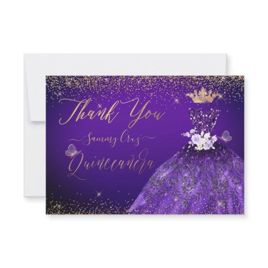 Quinceanera Thank You Purple Glitter Gown