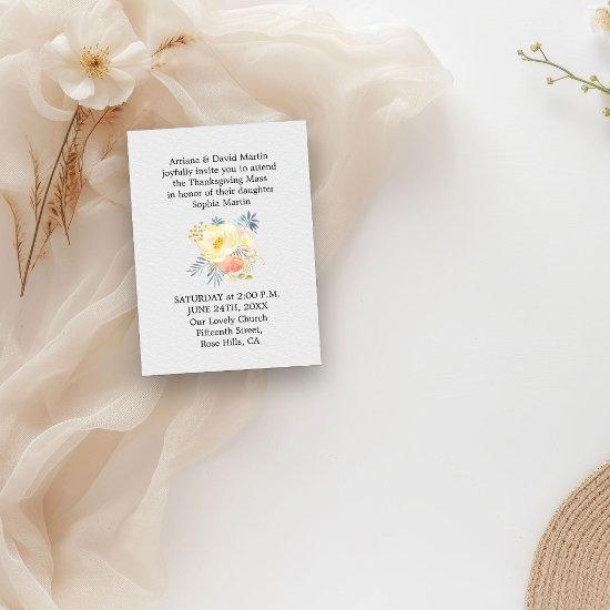 Quinceanera Thanksgiving Mass Blush Floral Enclosure Card