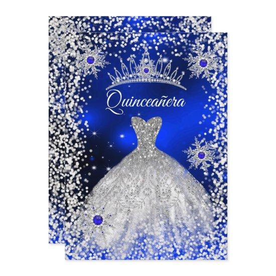 Quinceanera Tiara Dress blue winter Snowflake