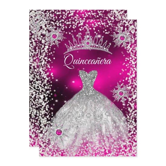 Quinceanera Tiara Dress Pink winter Snowflake