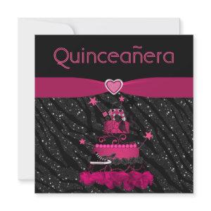 Quinceanera Trendy Pink Cake & Zebra Stripes