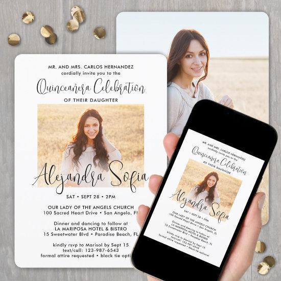 Quinceañera Trendy Script Chic Modern 2 Photo