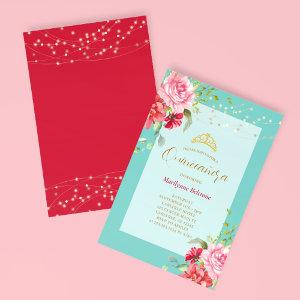 Quinceañera Turquoise Floral Gold