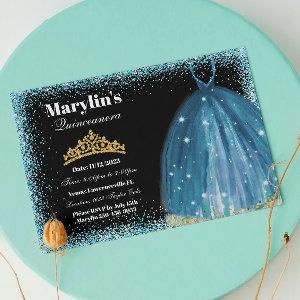 Quinceañera Turquoise Glitter Ballgown Birthday