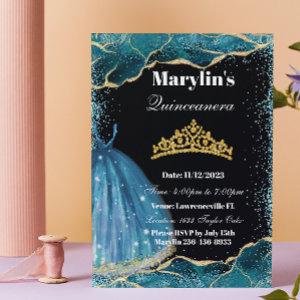 Quinceañera Turquoise Glitter Ballgown Birthday