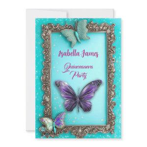 Quinceanera turquoise purple Butterflies birthday