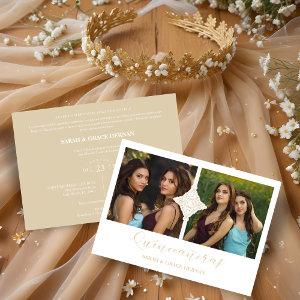 Quinceañera Twins 2 Photos Ornament Faux Golden