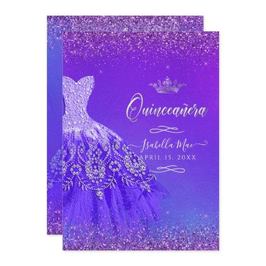 Quinceanera Ultra Violet Ombre Glitter Gown