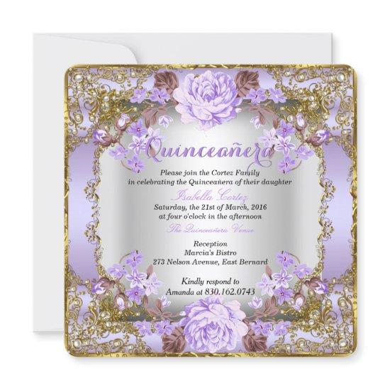 Quinceanera Vintage Country Floral Lavender Purple