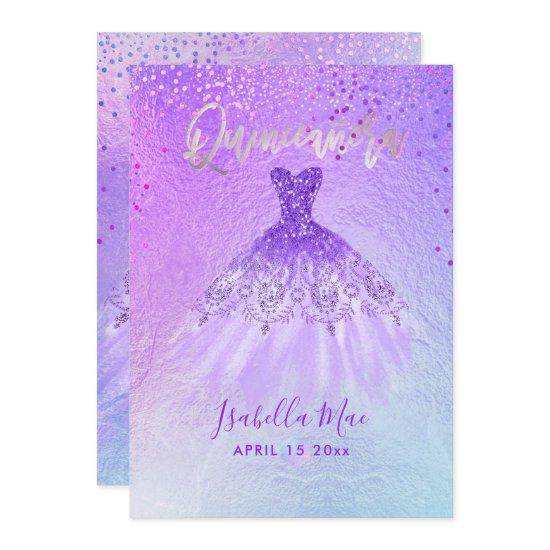 Quinceanera Violet+Blue Gown+Confetti