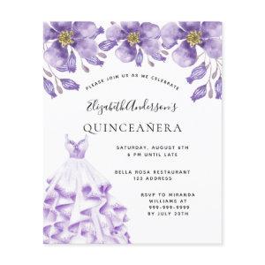 Quinceanera violet white dress floral budget flyer