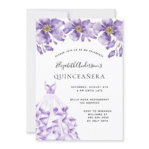 Quinceanera violet white dress floral elegant