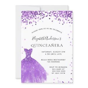 Quinceanera violet white dress glitter glam