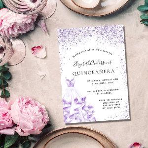 Quinceanera violet white dress glitter  postcard