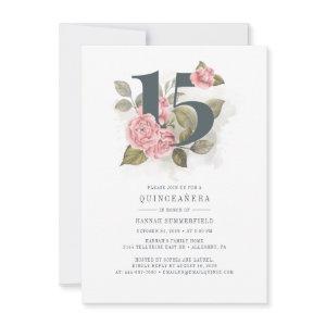 Quinceanera Watercolor Floral Pink 15th Birthday
