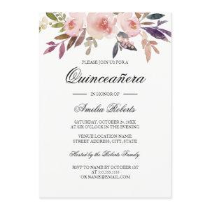 Quinceanera Watercolor Floral Pink Navy Purple