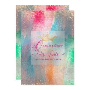 Quinceanera Watercolor Iridescent Brushstrokes