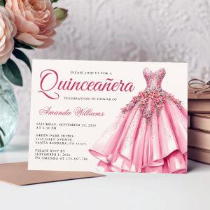 Quinceanera Watercolor Rose Gold Gown