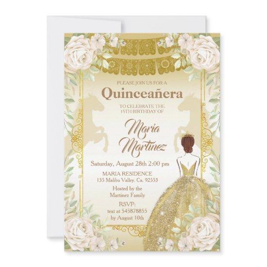 Quinceanera White and Gold Mexican Birthday