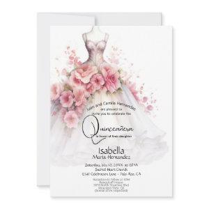 Quinceañera | White and Pink Camellia Gown