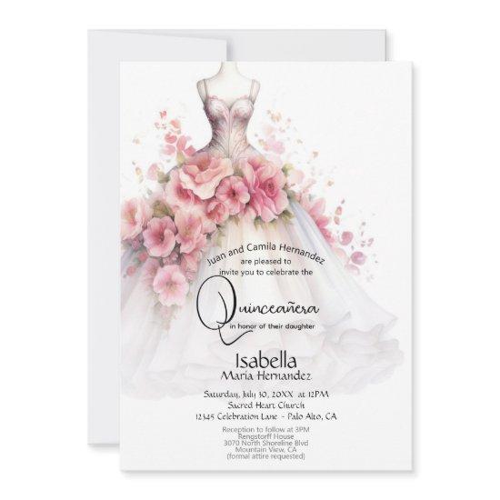 Quinceañera | White and Pink Camellia Gown