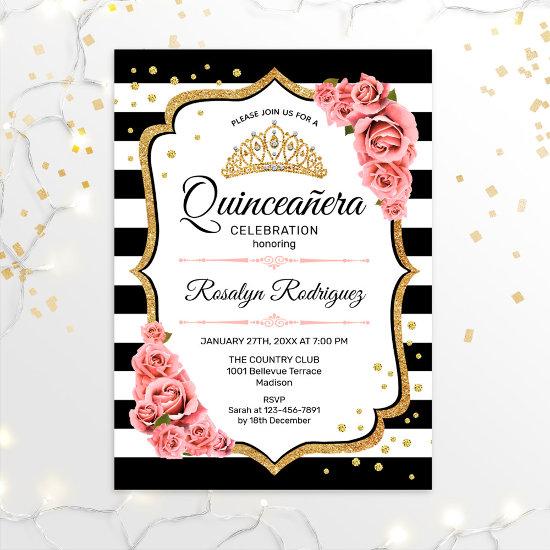 Quinceanera - White Black Blush Pink