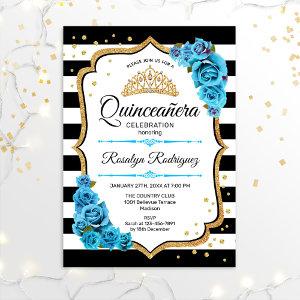 Quinceanera - White Black Gold Blue