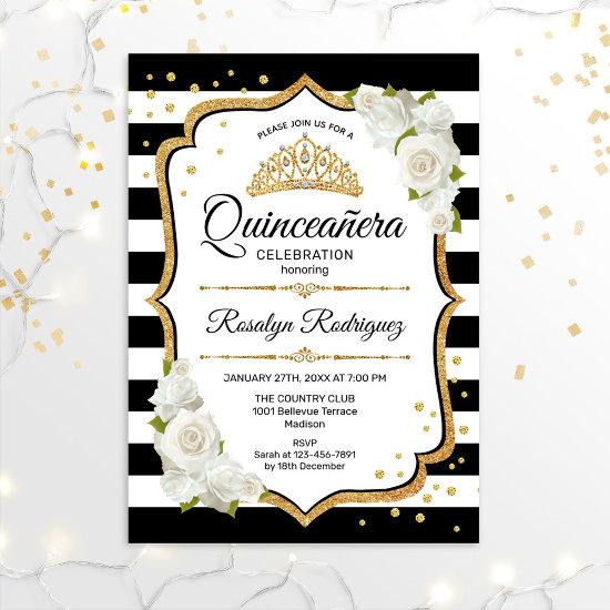 Quinceanera - White Black Gold