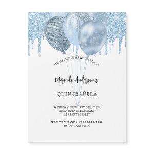 Quinceanera white blue balloons glitter luxury magnetic