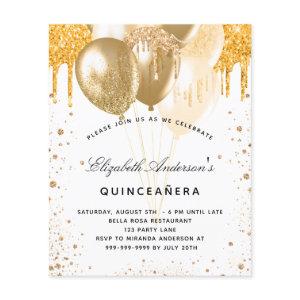 Quinceanera white gold balloons budget  flyer