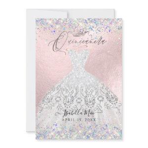 Quinceanera White Gold Dust Glitter Gown