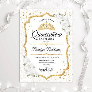 Quinceanera - White Gold Floral