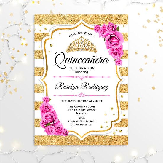Quinceanera - White Gold Pastel Pink